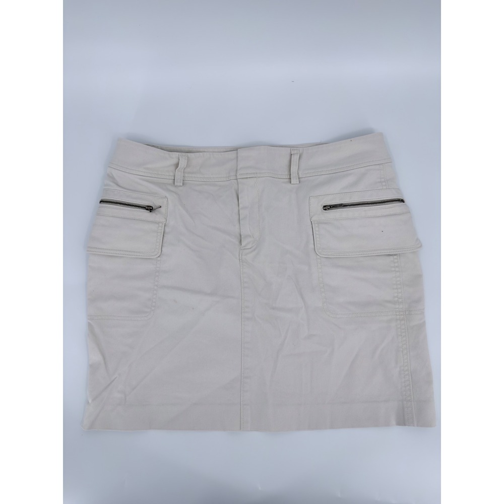 Banana Republic Cargo Skirt Modern Women Size 14 Beige Stretch Utility Mini